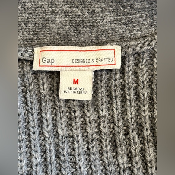 Sz M Gap heathered grey knit button front cardigan pockets wool blend v neck - Picture 9 of 9